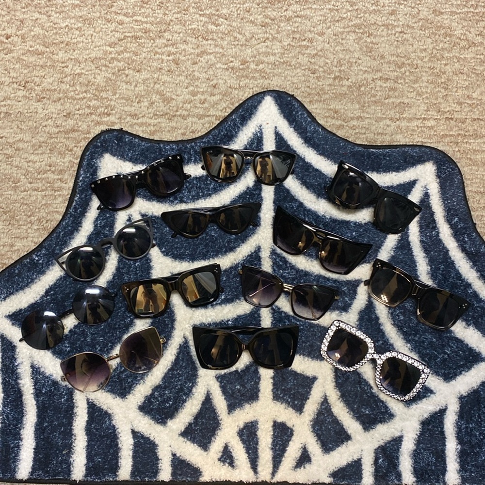 Lot of 13 assorted black goth sunglasses